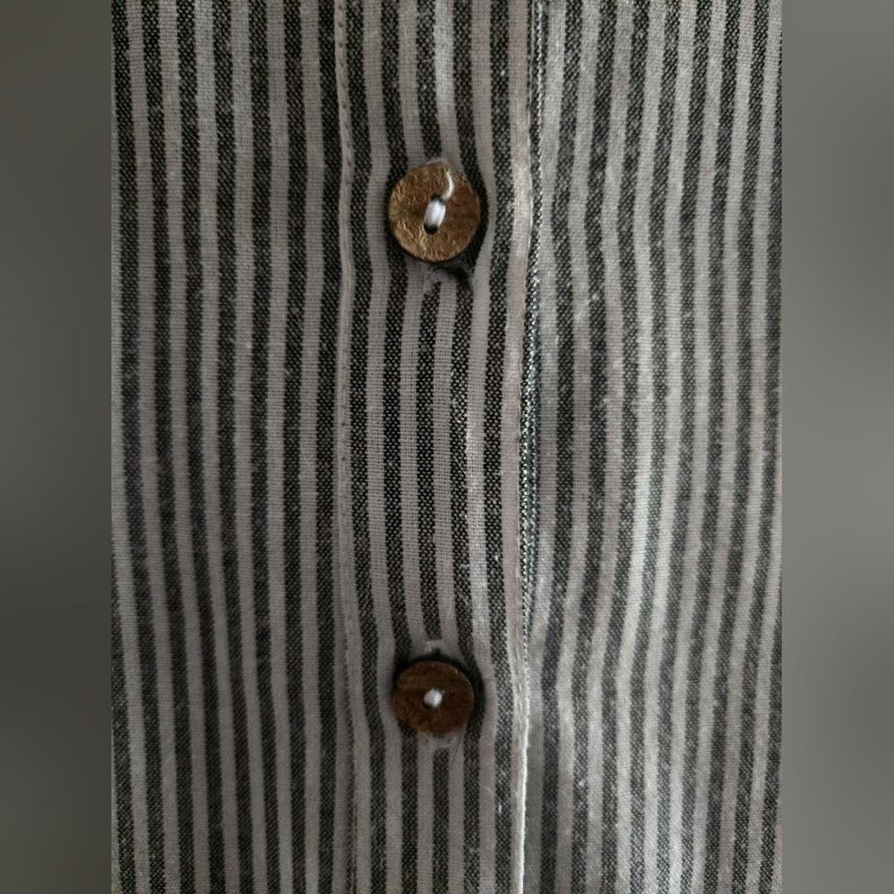 Sleeveless Striped Button Up Indian Linen Top